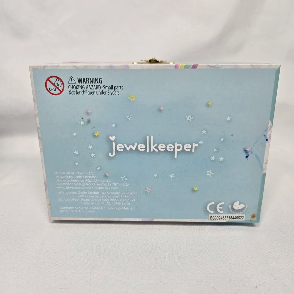 Jewelkeeper Musical Jewelry Box Girls Small Blue Unicorn Rainbow Wind Up Music